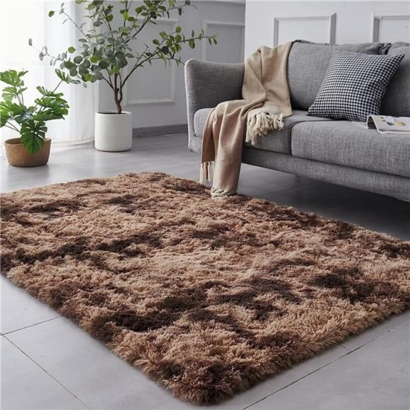 Shaggy Tie-Dyed Coffee Rug, 2x3 Area Rugs for Living Room, Anti-Skid Extra Comfy - Picture 1 of 6